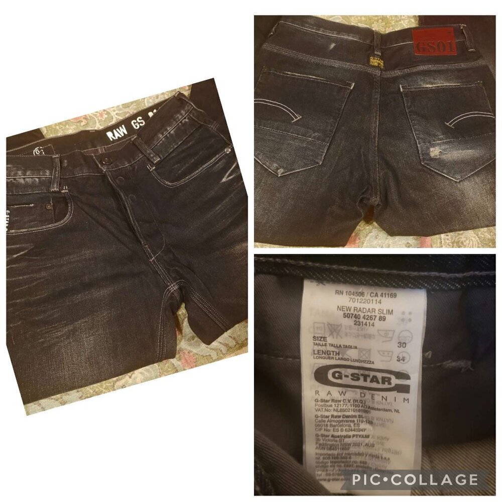 G Star RAW Jeans Men 30 x 34 New Radar Slim 30 x 34 Dark Blue EUC